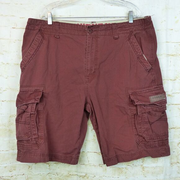 Unionbay Shorts Mens 40 Burgundy Rosewood Cargo Pockets Utility Cotton Casual - Picture 1 of 14